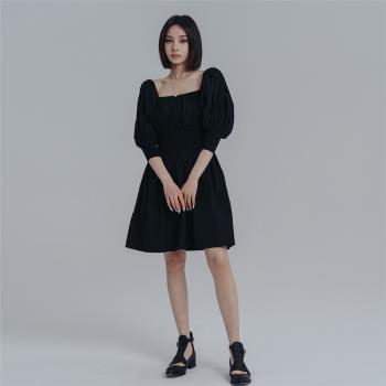 SIMPLE BLACK韓版短袖黑色a字裙