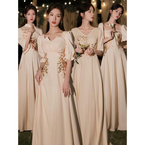 香檳色伴娘服夏季中式旗袍2025新款姐妹團禮服小眾平時可穿小個子
