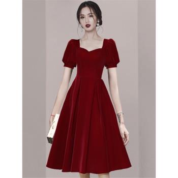 新娘宴會小紅裙氣質顯瘦結婚禮服
