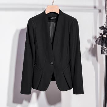黑色西裝外套女春秋2023新款短款小個子正裝工作服職業西服套裝秋