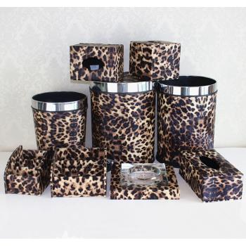 豹紋時尚創意廚房客廳有蓋垃圾桶