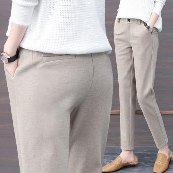 煙管加絨直筒休閑九分顯瘦毛呢褲