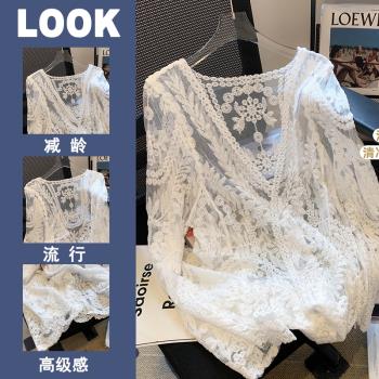 專櫃商場撤回國際大牌剪標餘單尾單女裝夏季披肩薄款蕾絲防曬外搭