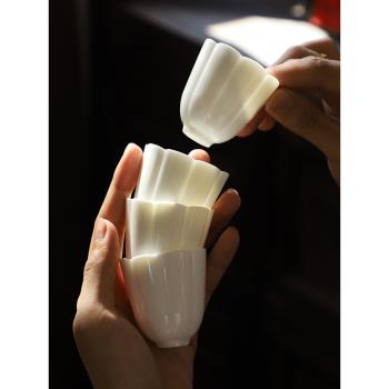 白瓷茶杯套裝主人杯單杯陶瓷茶盞功夫小茶杯子6只裝羊脂玉品茗杯
