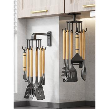 廚房置物架免打孔掛鉤多功能可旋轉鍋鏟勺子收納神器家用墻上壁掛