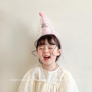 網紅周歲兒童過生日帽子拍照頭飾發箍派對裝飾場景佈置女孩ins風