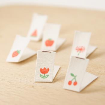 現貨手工草莓櫻桃對折彩色小花水果布標標簽輔料縫紉DIY迷你側標