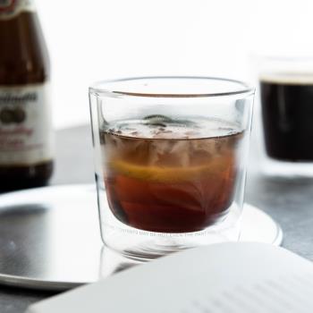 日本PUEBCO簡約透明雙層玻璃杯子耐冷熱不燙手圓形水杯咖啡杯茶杯