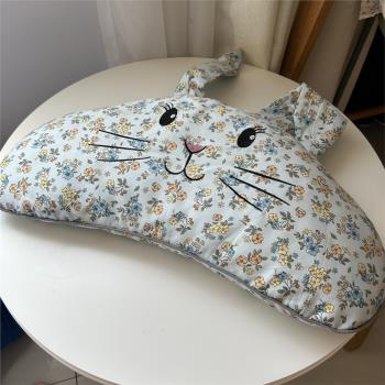 新款純棉外皮碎花蕎麥殼枕頭小兔子異形枕可拆洗卡通兔兔那么可愛