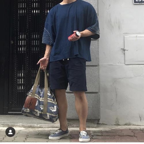 KAPITAL 平田和宏デザイン 天竺コットン 花柄刺繍 Tシャツ ブルー 20SS KAPITAL 平田和宏天竺棉刺繡花紋男女同款五分袖T恤短袖|T恤