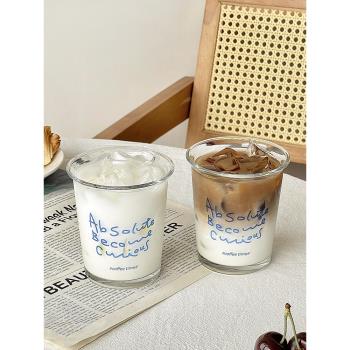ins風字母玻璃杯高顏值女生家用冰美式拿鐵咖啡牛奶早餐喝水杯子