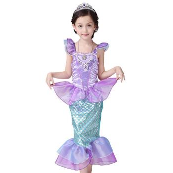 新款兒童美人魚公主裙人魚姬連衣裙服裝生日六一表演服萬圣女童裙