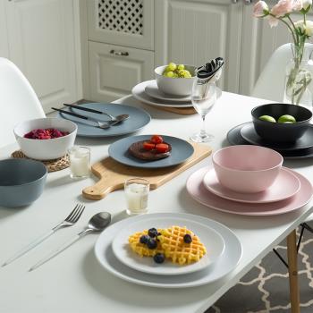 微瑕簡約陶瓷餐具套裝碗盤西餐具家用碗碟套裝沙拉碗大小盤子歐式