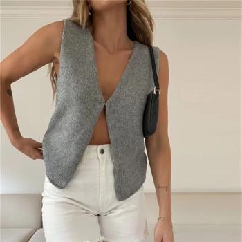 2022 deep v sexy vest women sleeveless girl style knit top