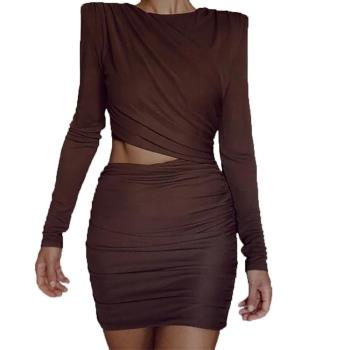 New style long-sleeved waistless tight-fitting hip dress