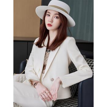 白色西裝外套女春秋2023新款短款小個子高級感氣質職業裝西服套裝