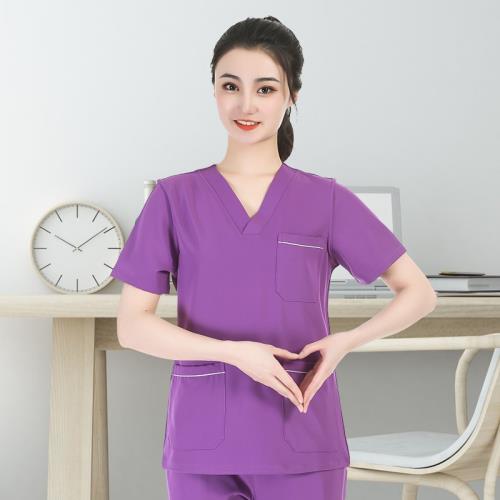 高端彈力速干洗手衣短袖醫生刷手服牙科美容服手術室男女護士服夏