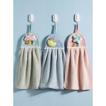 卡通掛式擦手巾韓式珊瑚絨家用吸水毛巾加厚小方巾兒童創意可愛
