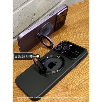 呆芒新品支點殼適用蘋果14Pro手機殼iPhone13ProMax新款Plus高級感12磁吸充電11帶支架ip防摔Magsafe小眾pm黑