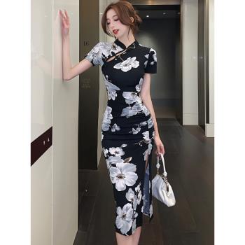 新中式少女修身連衣裙改良旗袍