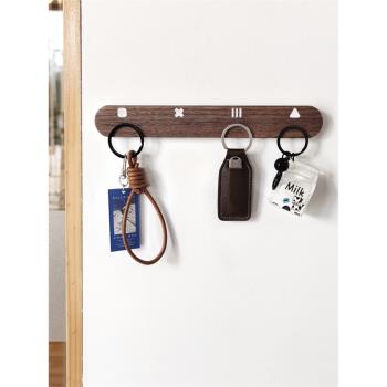 鑰匙磁吸壁掛收納玄關創意實木樹脂免打孔入戶進門后強力磁鐵掛鉤