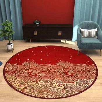 周歲抓周毯兒童房地毯圓形可愛家用臥室客廳地毯紅新款新中式地墊