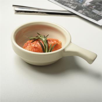 美藍陶瓷 ins可愛帶把手柄碗韓國甜品碗餐廳早餐碗酸奶燕麥碗瑕疵