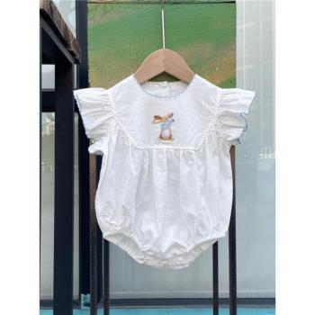 夏款嬰兒短袖爬服0-2歲女寶寶可愛洋氣飛袖連體衣新生兒夏裝韓版8