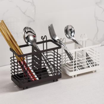 瀝水筷子籠廚房家用臺面筷筒架帶鉤嘴掛式筷子筒置物架餐具收納盒