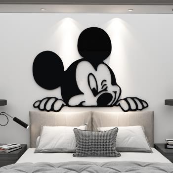 米奇臥室布置兒童房間床頭裝飾電視背景墻面貼紙壁畫亞克力3d立體