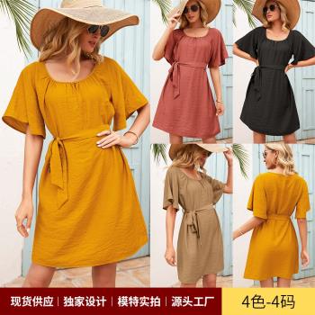 sweet Summer women dress Collect waist skirt 綁帶a字裙短裙