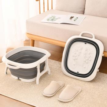 日本可折疊泡腳桶家用塑料足浴盆伸縮旅行專用便攜式按摩洗腳神器