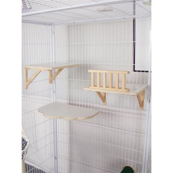 貓籠懸掛式休息平臺兔子跳臺踏板隔層實木掛床貓別墅獒運自由空間