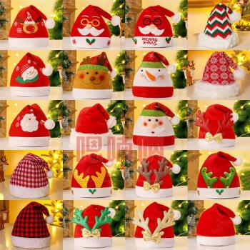 圣誕節老人帽子紅色圣誕麋鹿兒童演出成人雪人幼兒園裝扮頭飾裝飾