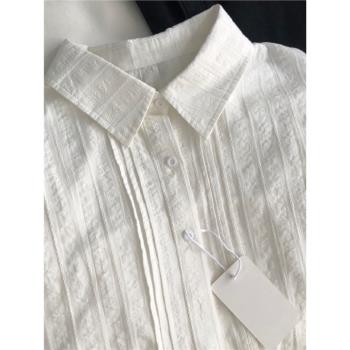 Polo白色寬松茶歇法式長袖襯衫