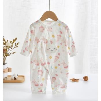 嬰兒衣服寶寶連體衣夏季薄款新生兒長袖空調服睡衣透氣夏裝居家服