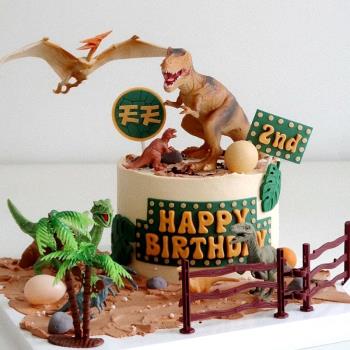 霸王龍蛋糕裝飾擺件恐龍主題小紅書網紅蛋糕甜品兒童男孩生日擺件