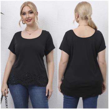 L-4XL women T shirt plus size summer fat ladies tops大碼上衣