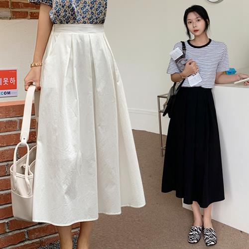 白色百褶裙長裙2025年新款A字裙半身裙女秋冬中長款高腰顯瘦傘裙