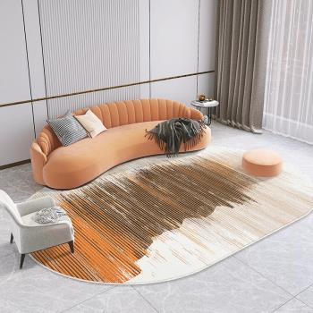 現代簡約地毯客廳臥室輕奢藝術橢圓形鋼琴茶幾墊家用房間臥室床邊