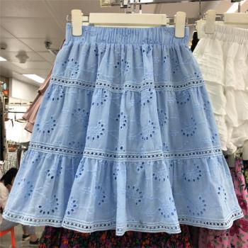 甜美鏤空刺繡蕾絲遮跨顯瘦半身裙