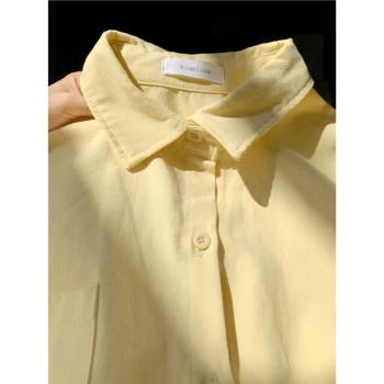 Polo黃色襯衫寬松茶歇法式上衣
