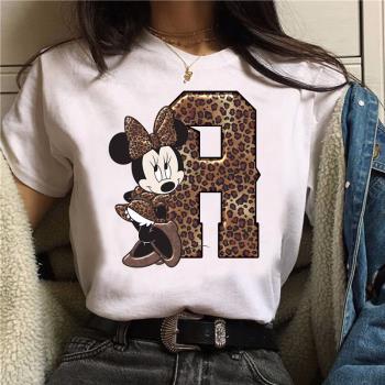 夏季豹紋字母老鼠印花短袖T恤