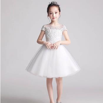 公主裙白色小花童春夏禮服