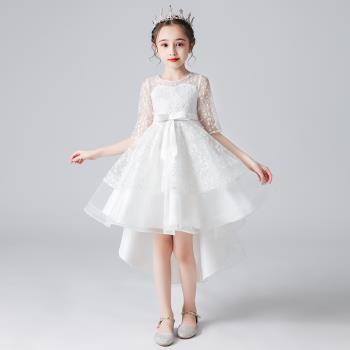 蓬蓬生日女童白色婚紗伴娘禮服裙