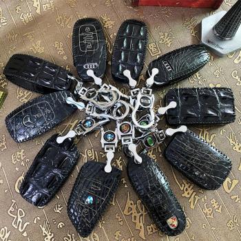 鱷魚皮鑰匙包套扣真皮高檔汽車專用適用于寶馬奧迪路虎奔馳保時捷