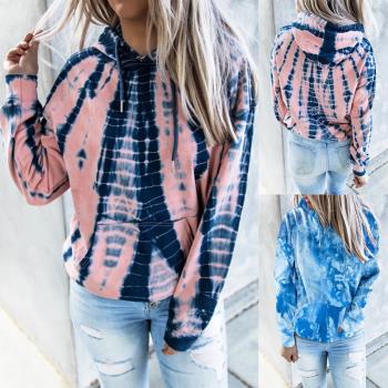 Autumn and winter tie dyed Hoodie womens long sleeve large