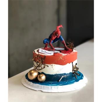 卡通兒童生日蛋糕裝飾擺件超大號蜘蛛俠美國隊長綠巨人鋼鐵俠擺件