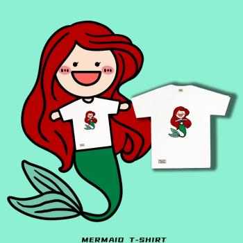 大發原創設計小眾卡通美人魚公主可愛夏季大碼微胖熱轉印純棉T恤