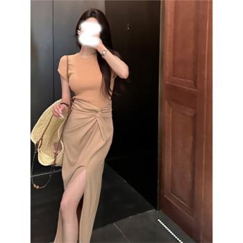 夏季2023新款女裝御姐輕奢高級感法式復古名媛氣質連衣裙兩件套裝
